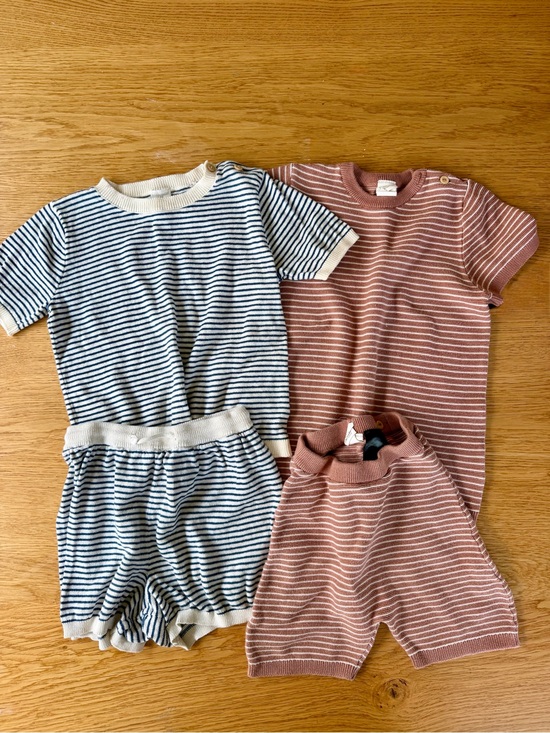 H&M Other - H&M Four Piece Cotton Knit Striped CordinatinSweaters Matching Set Navy & brown